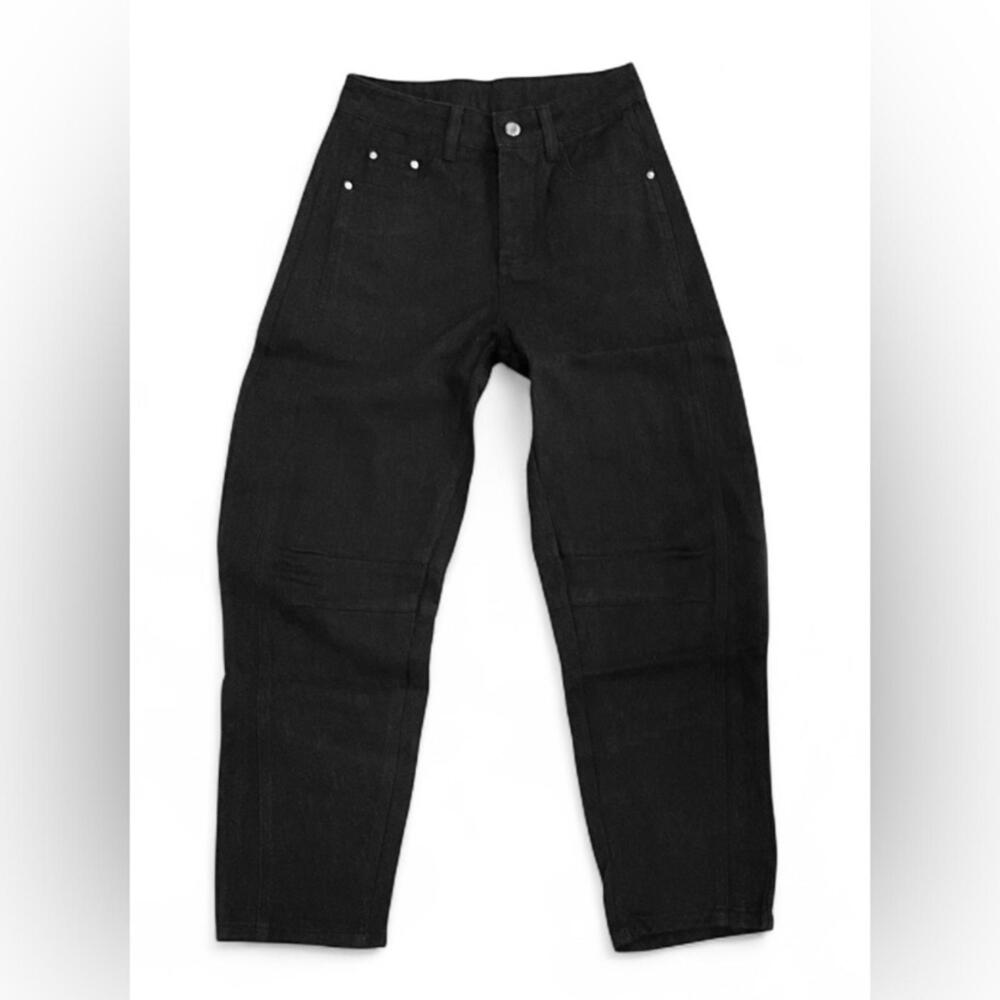 NEW BARREL Streetwear | S-L | High Rise Slouchy Ankle Cropped Black Denim Jeans - Picture 4 of 10